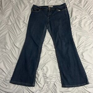 L.E.I. Sophia Hiphugger Flare‎ Jeans Juniors Size 17 Blue Denim Low Rise Y2K